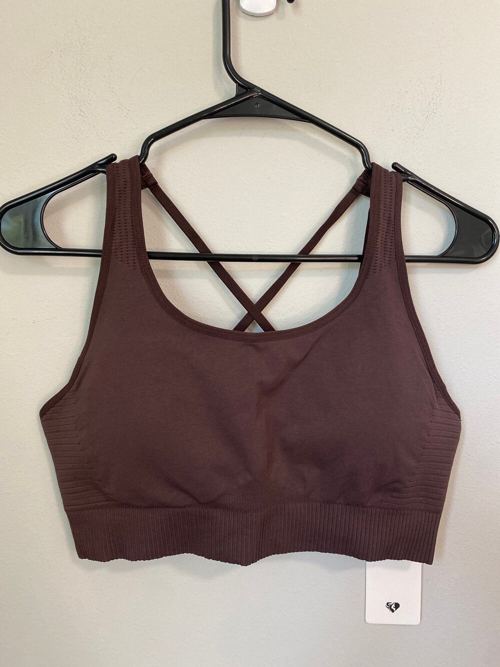 New Women’s Best Power Seamless Adjustable Sports Bra Café Noir Size Large